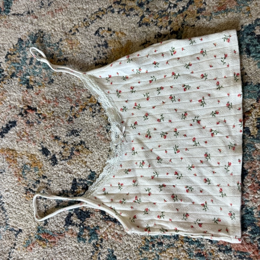 Brandy Melville White Floral Cami